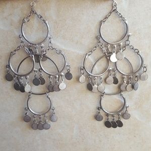 3/$10 Long silver chandelier earrings